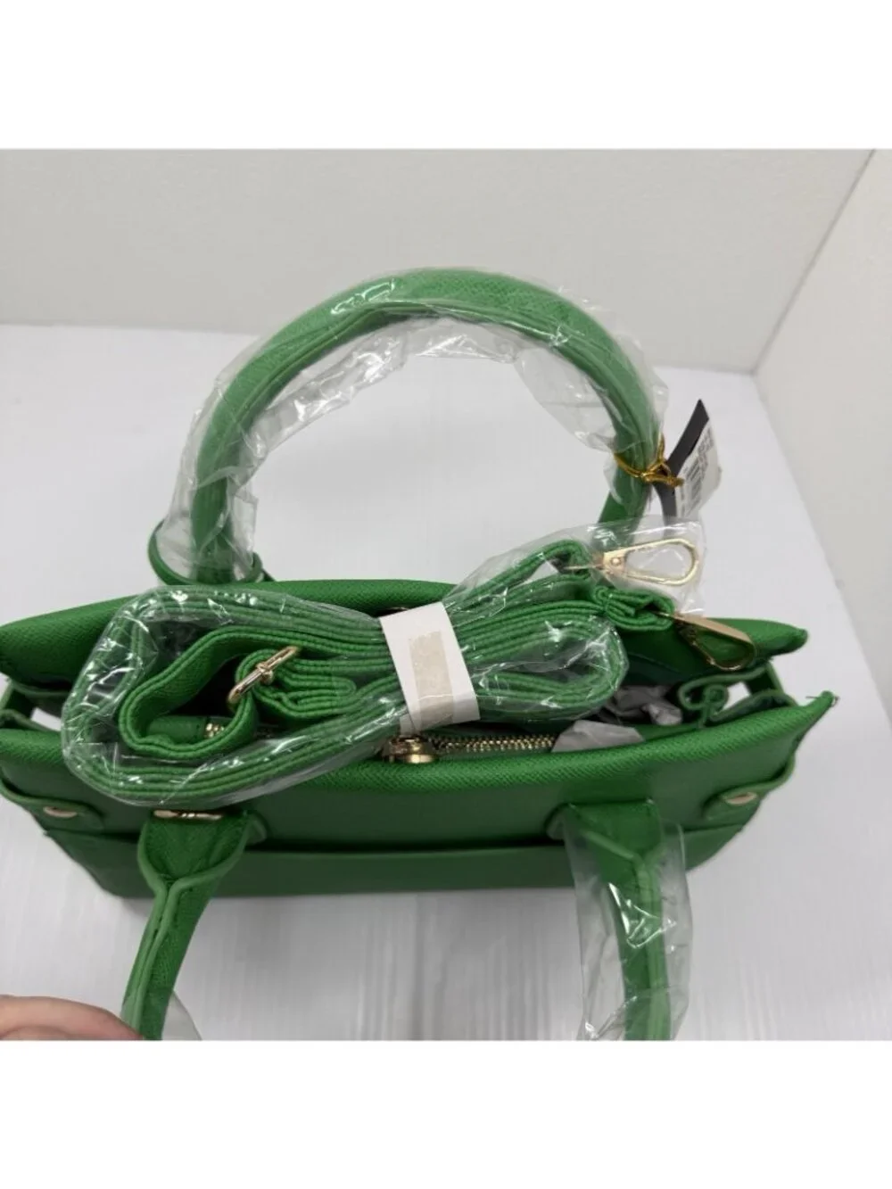 Bebe Evie Satchel Bag 1SZ Bright Green Belted Gold Hardware NWT Top Handle
